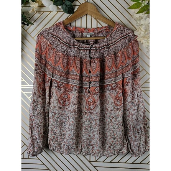 Lucky Brand Paisley Printed Pattern Top Size Small button up - Picture 5 of 8